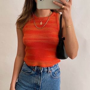SOLD Orange knit halter top